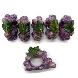 Vintage Ceramic Grapes Napkin Holder Fruit Wine